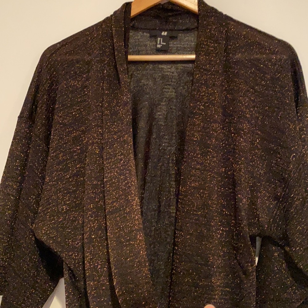 H&M Bitter Chocolate Glittery Yarn Blouse Size M
